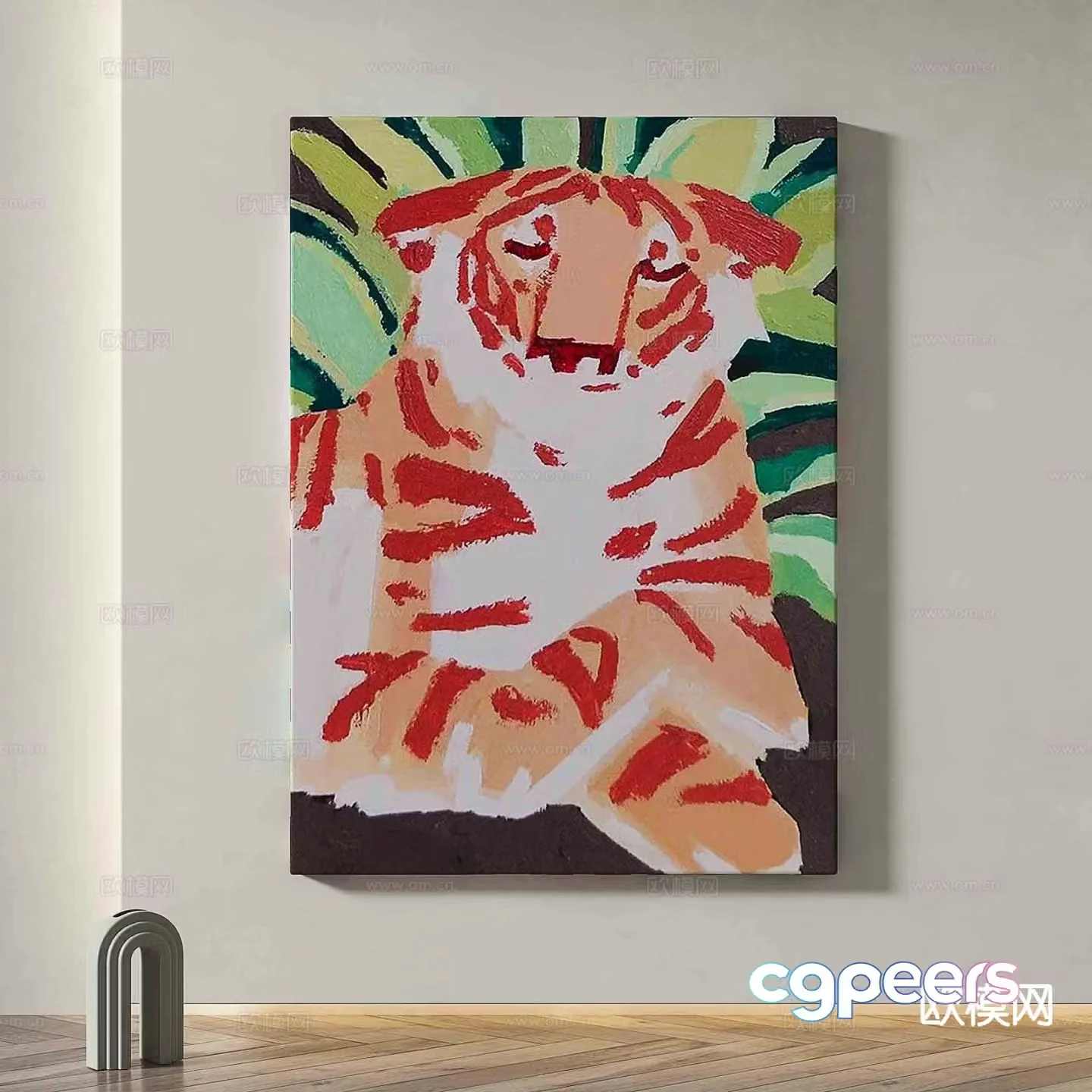 Animal hanging painting tiger painting decorative painting 3d model