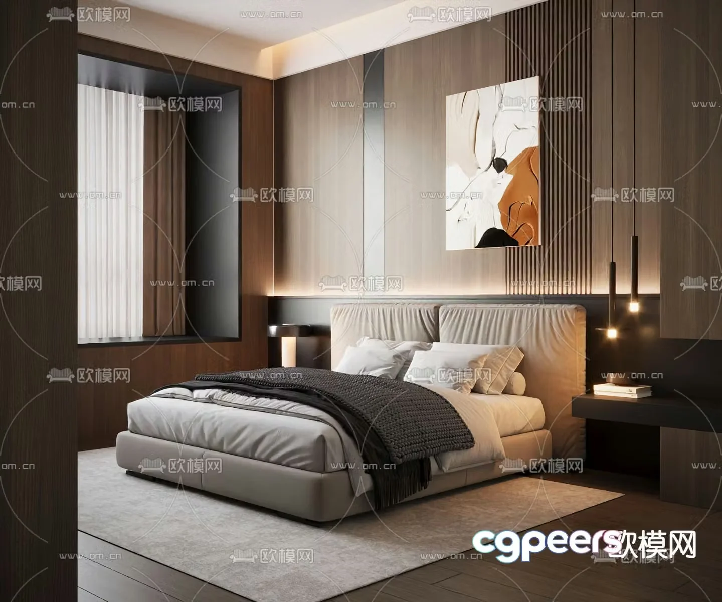Italian double bed 3d model