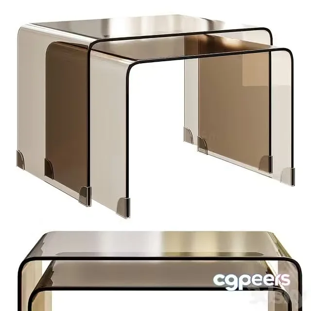 3ds Max Free – Set of two stackable coffee tables made of tempered glass Joan