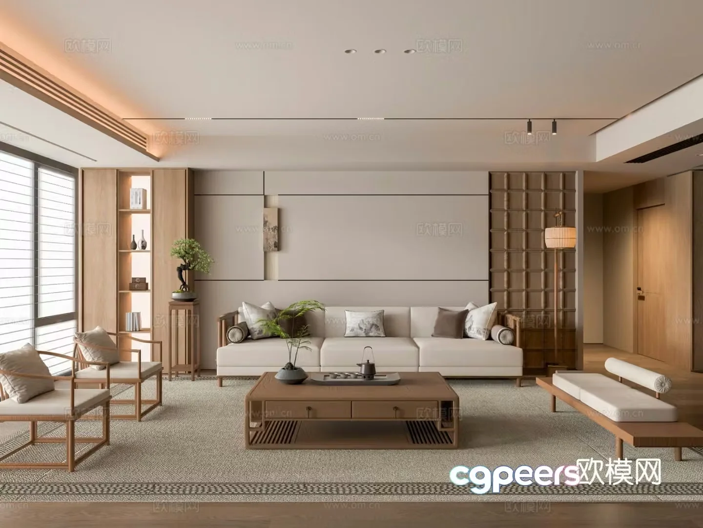 Middle style living room New Chinese style living room Middle style sofa coffee table 3D model