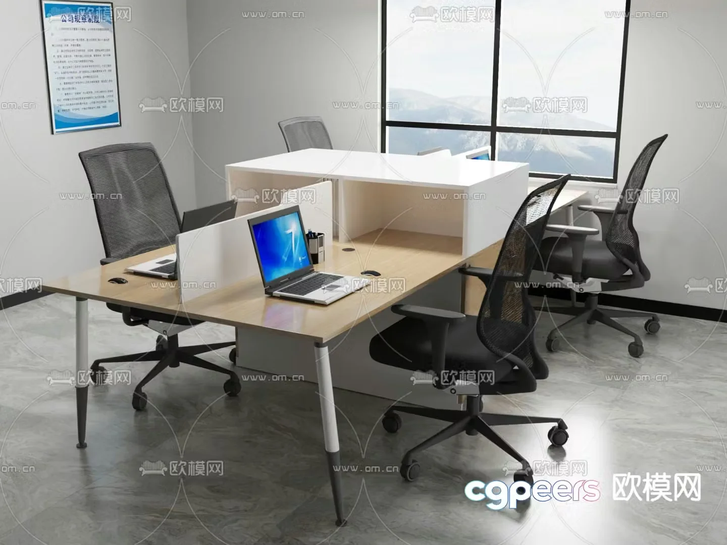 Card space desk workstation 3D model