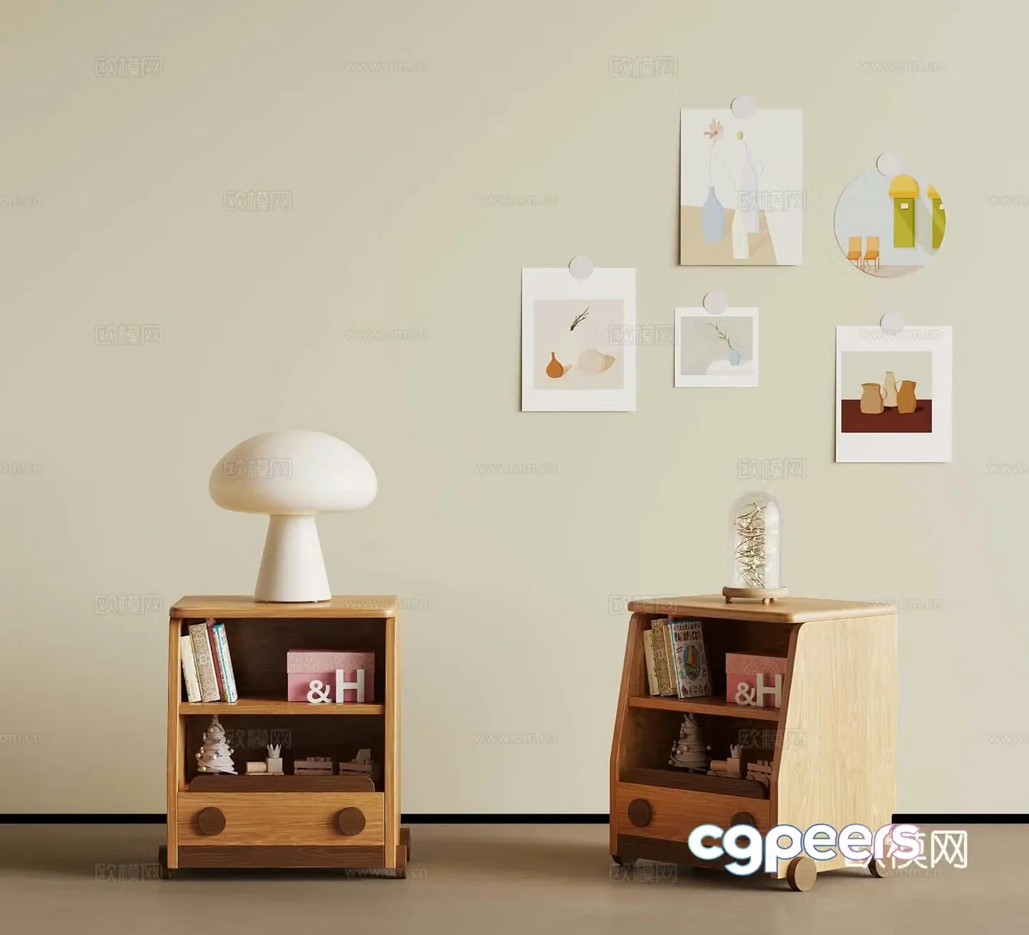 Modern medieval style bedside table children’s bedside table 3D model