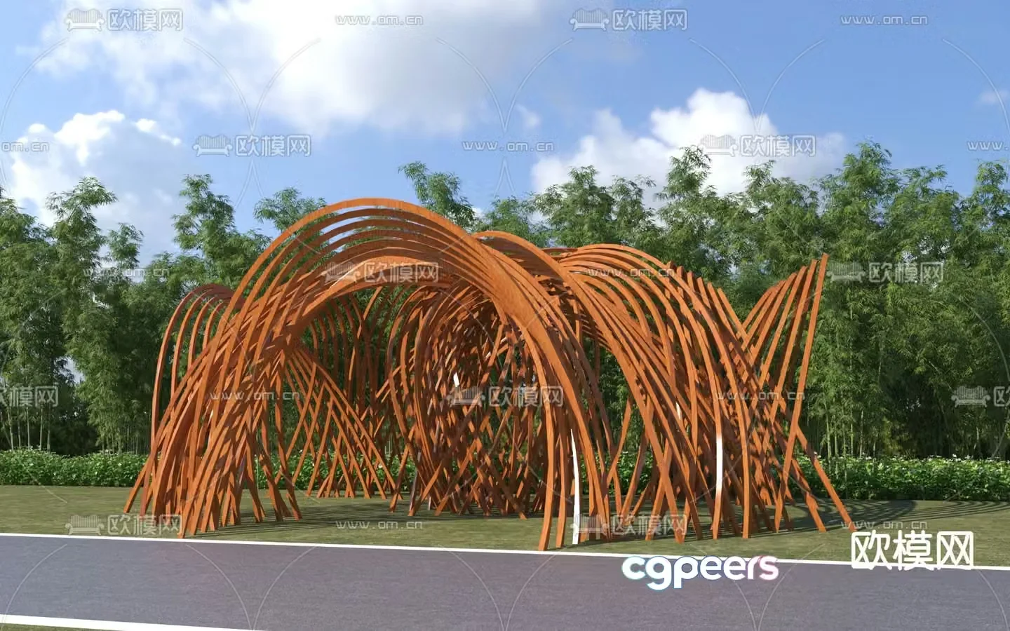 Special-shaped grille landscape component gallery 3D model