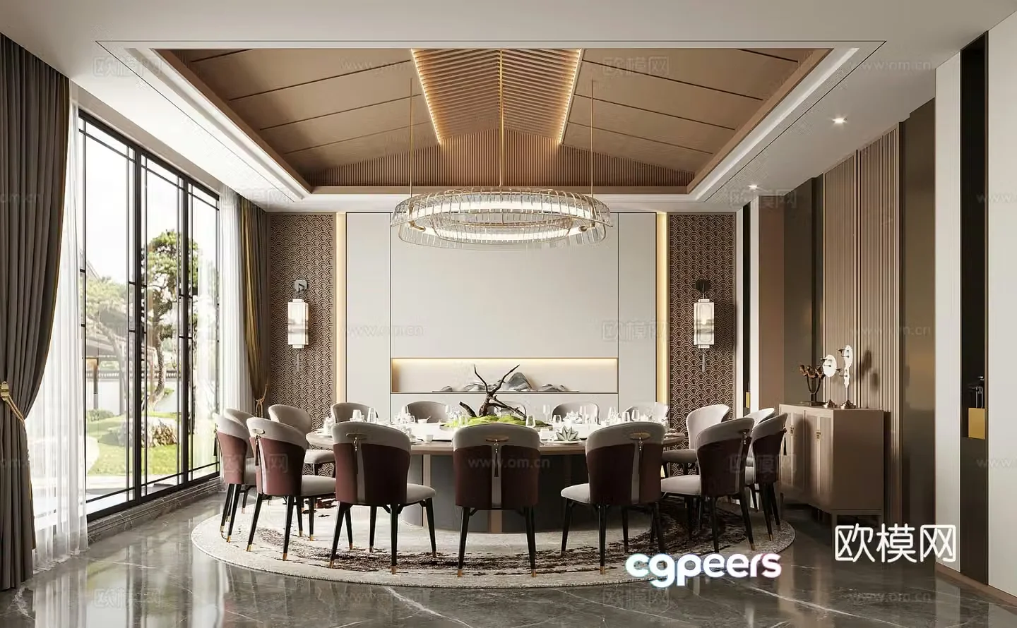 New Chinese-style private room restaurant restaurant private room 3D model