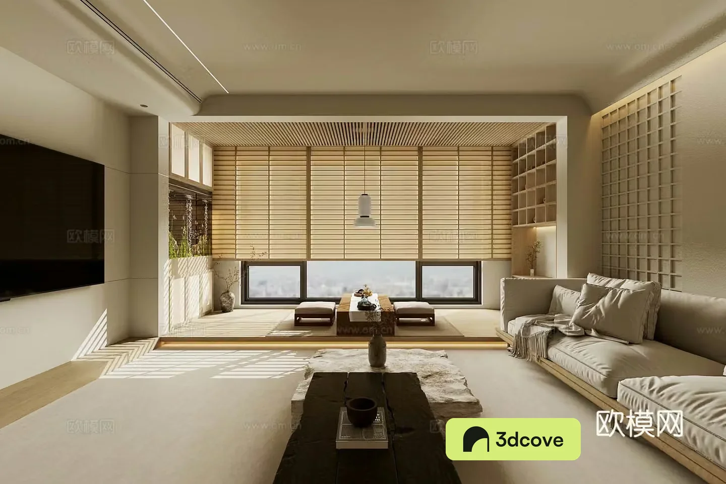 Modern living and dining room sofa and coffee table combination light luxury home living and dining room fabric sofa 3D model without a master light