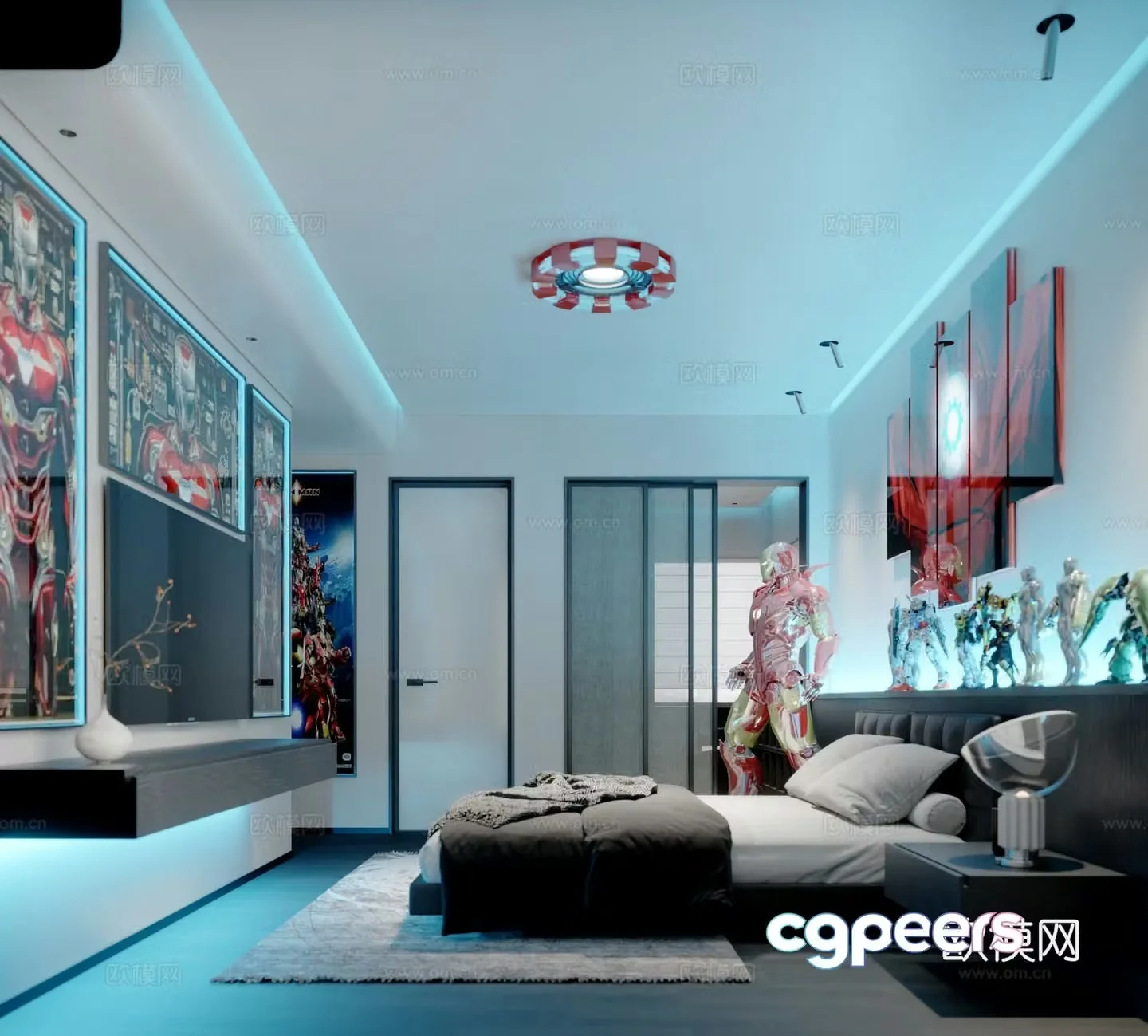 Modern Iron Man Bedroom Marvel Themed Bedroom 3D Model