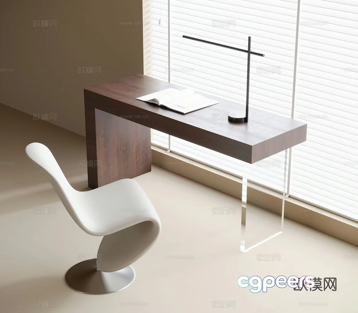 Medieval style desk and chair 3d model