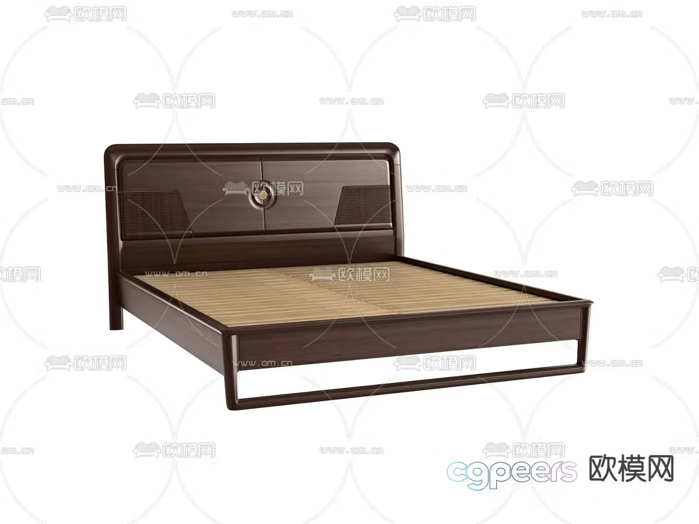 New Chinese double bed bed board 3d model