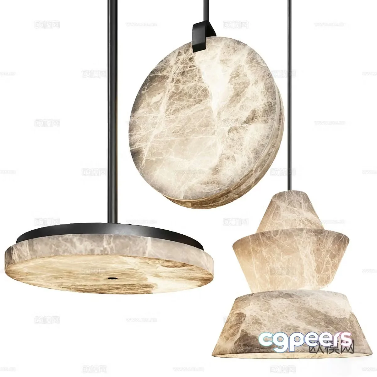 Marble texture small chandelier 3d model