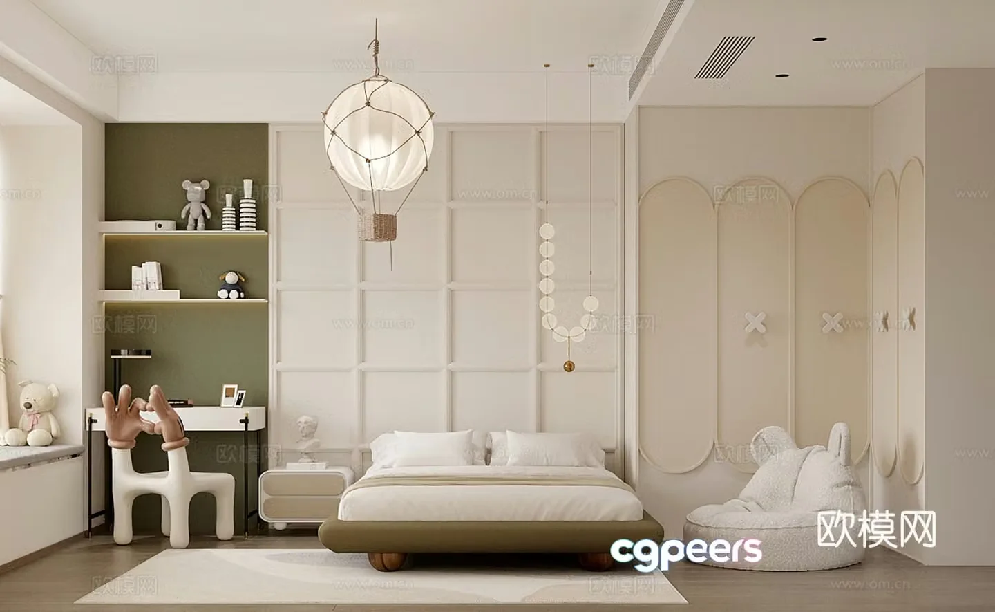 Modern children’s room children’s room entertainment room toy room creamy style children’s room 3D model