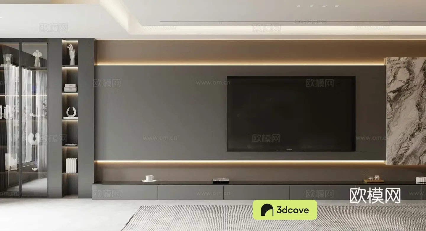 Modern TV background wall marble background wall living room background wall stone slab background wall