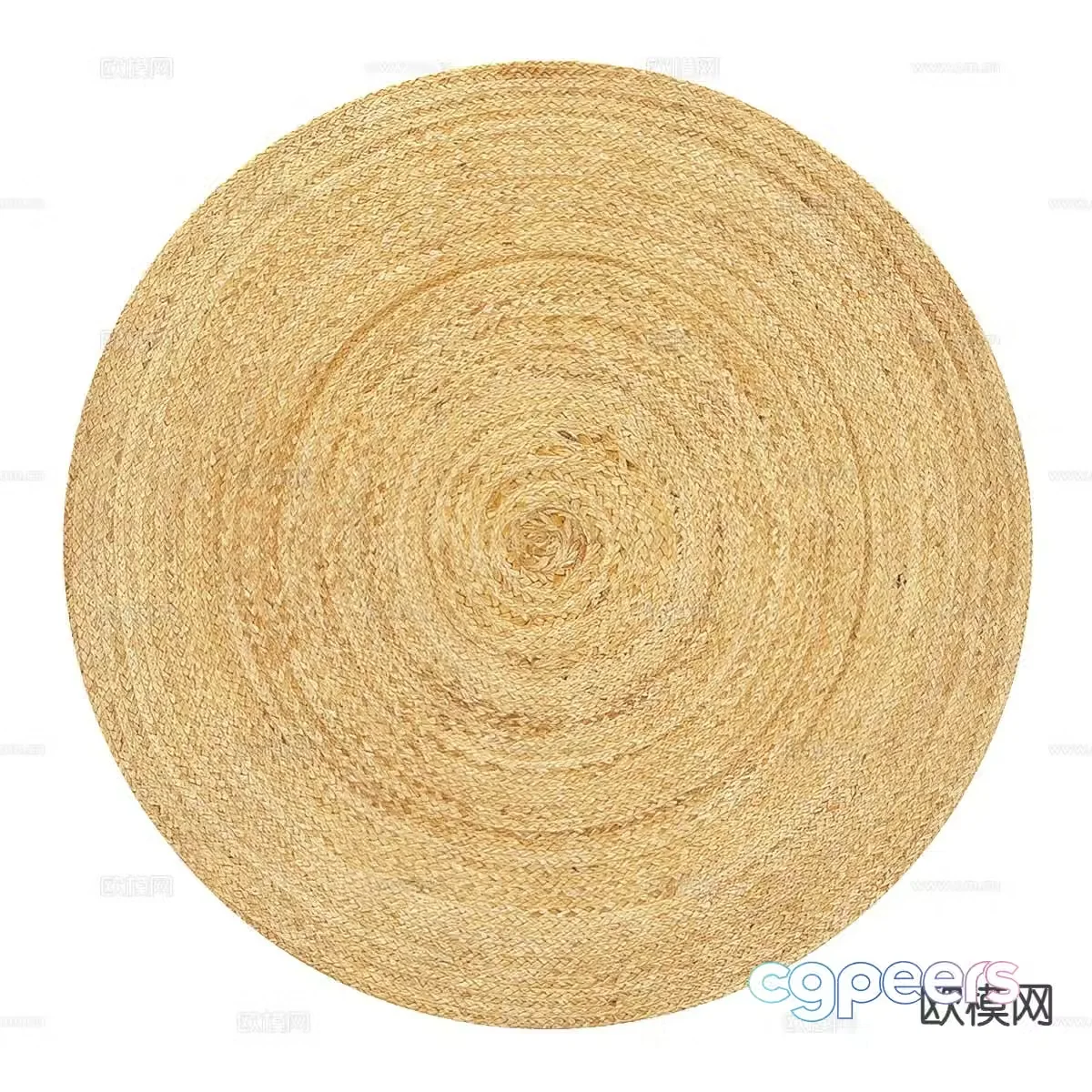 Nordic round rug sisal rug 3d model