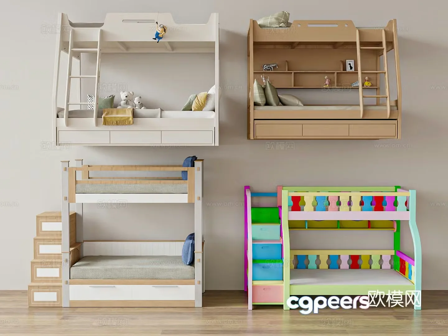 Modern bedding log bed fabric bed children’s bed 3d model