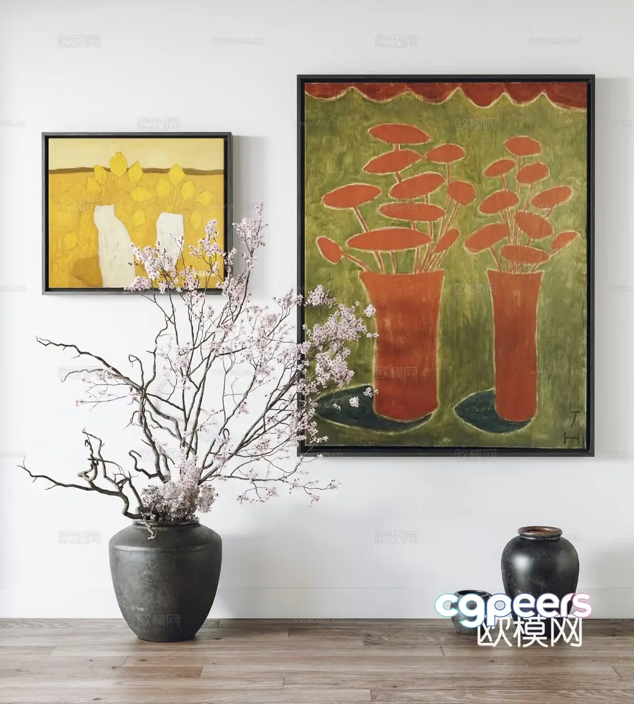 Modern hanging paintings decorative paintings ornaments 3d model