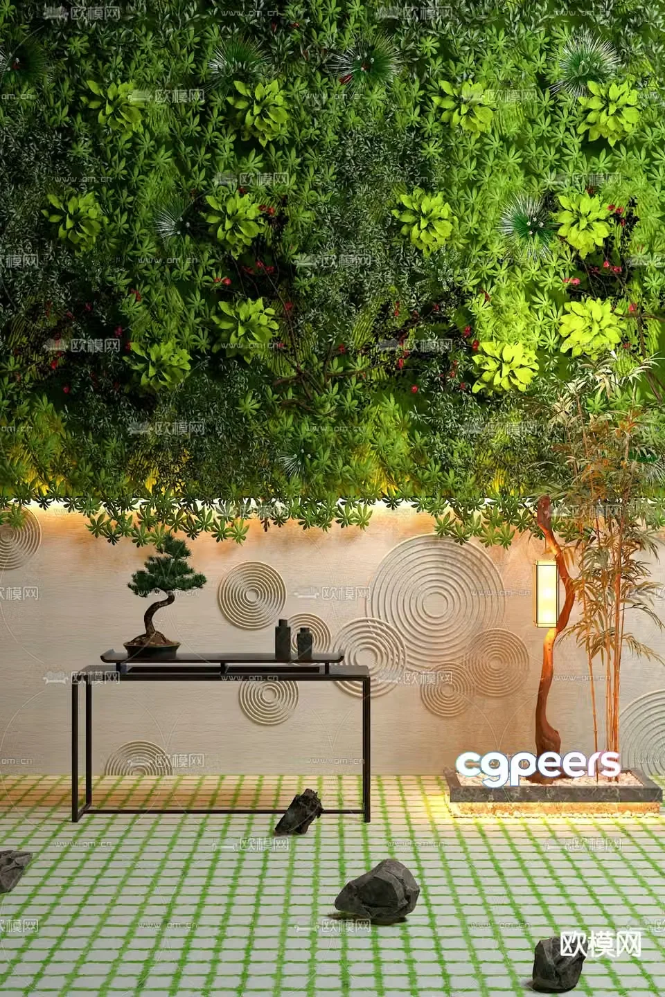 Plant wall landscape sketch 3d model