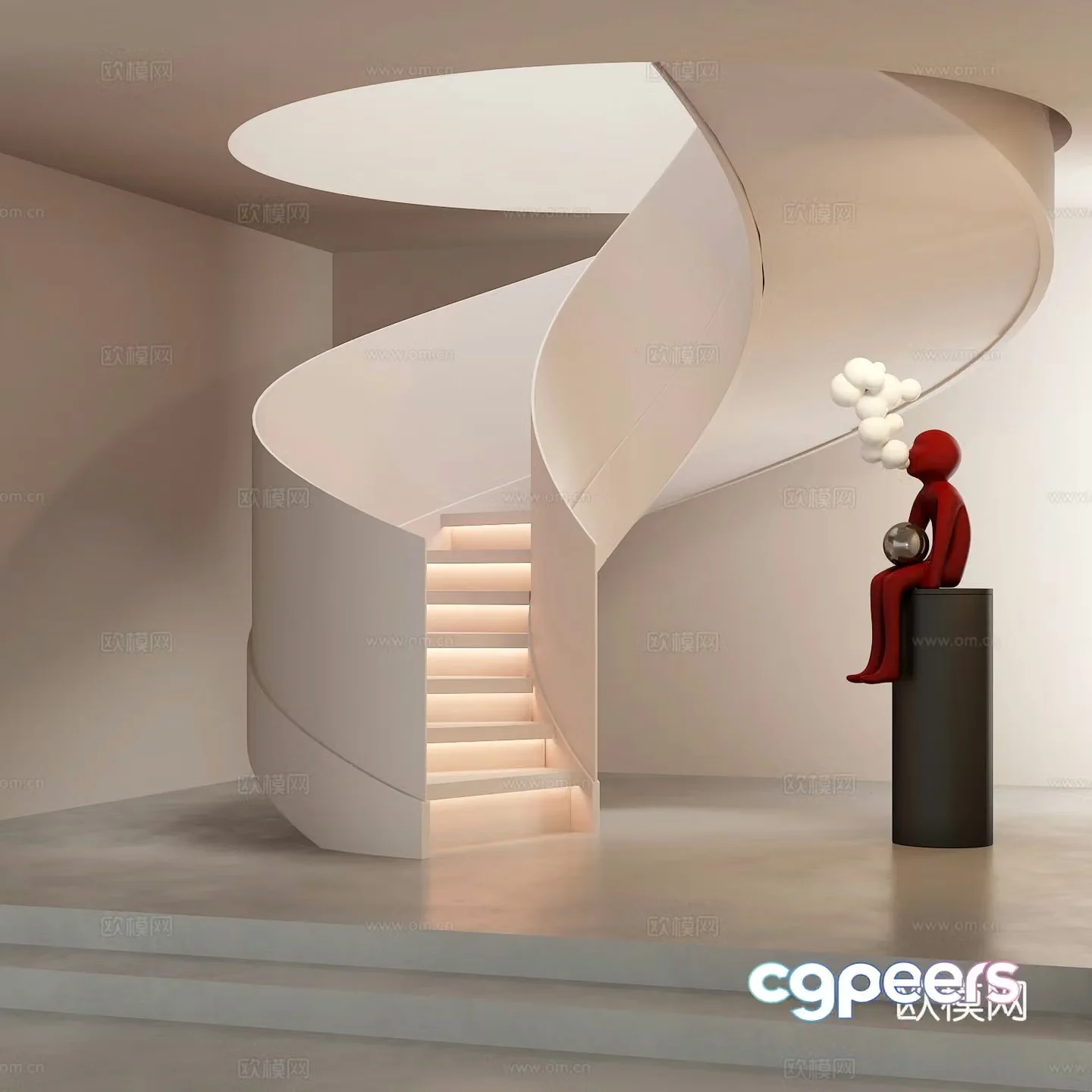 Modern spiral staircase 3d model