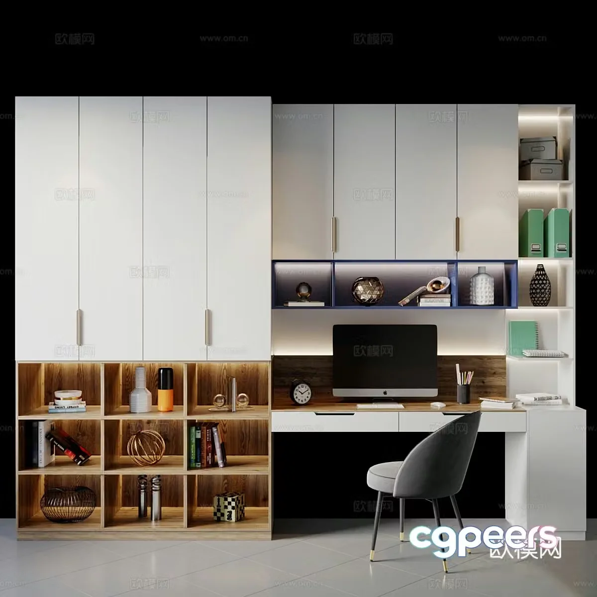 Modern Italian children’s bookcase children’s desk and chair 3d model
