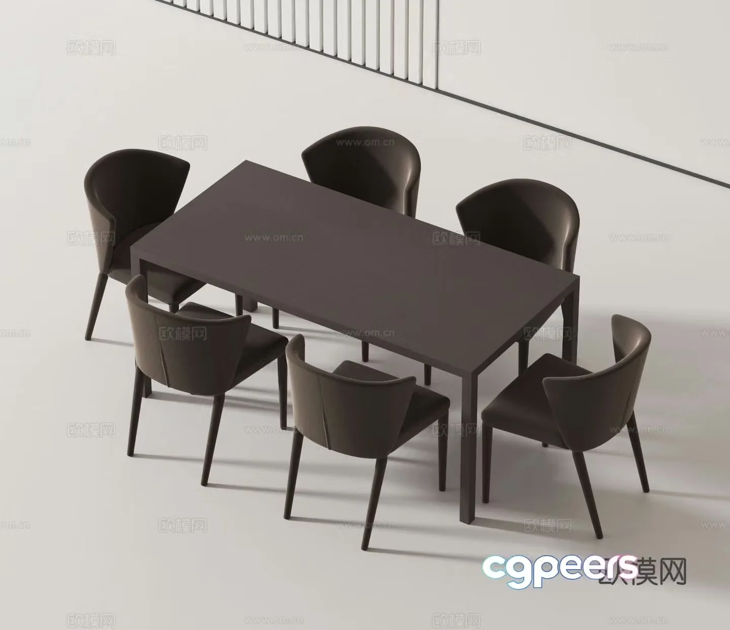 Modern dining table and chairs 3d model
