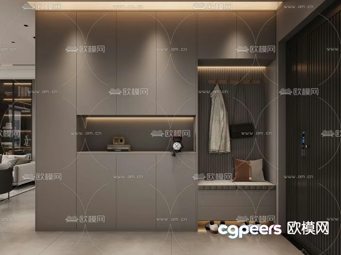 Entrance shoe cabinet shoe and hat cabinet 3d model