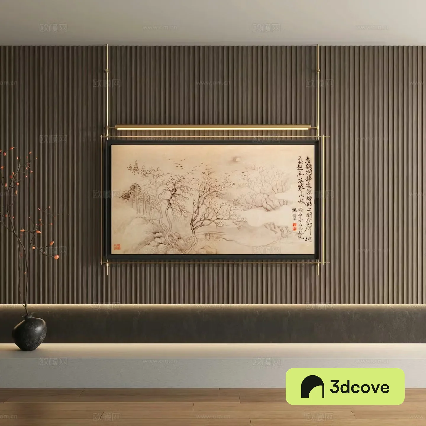 New Chinese style metal pole hanging painting ancient painting decorative painting