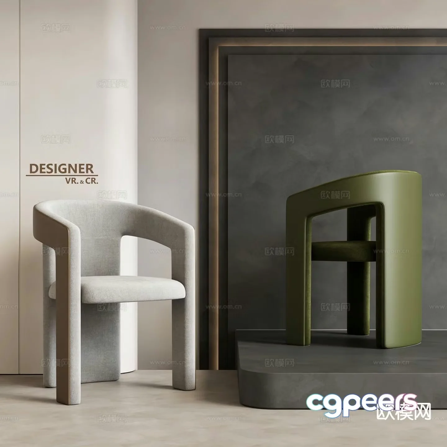 Modern single chair fabric dining chair chair 3d model