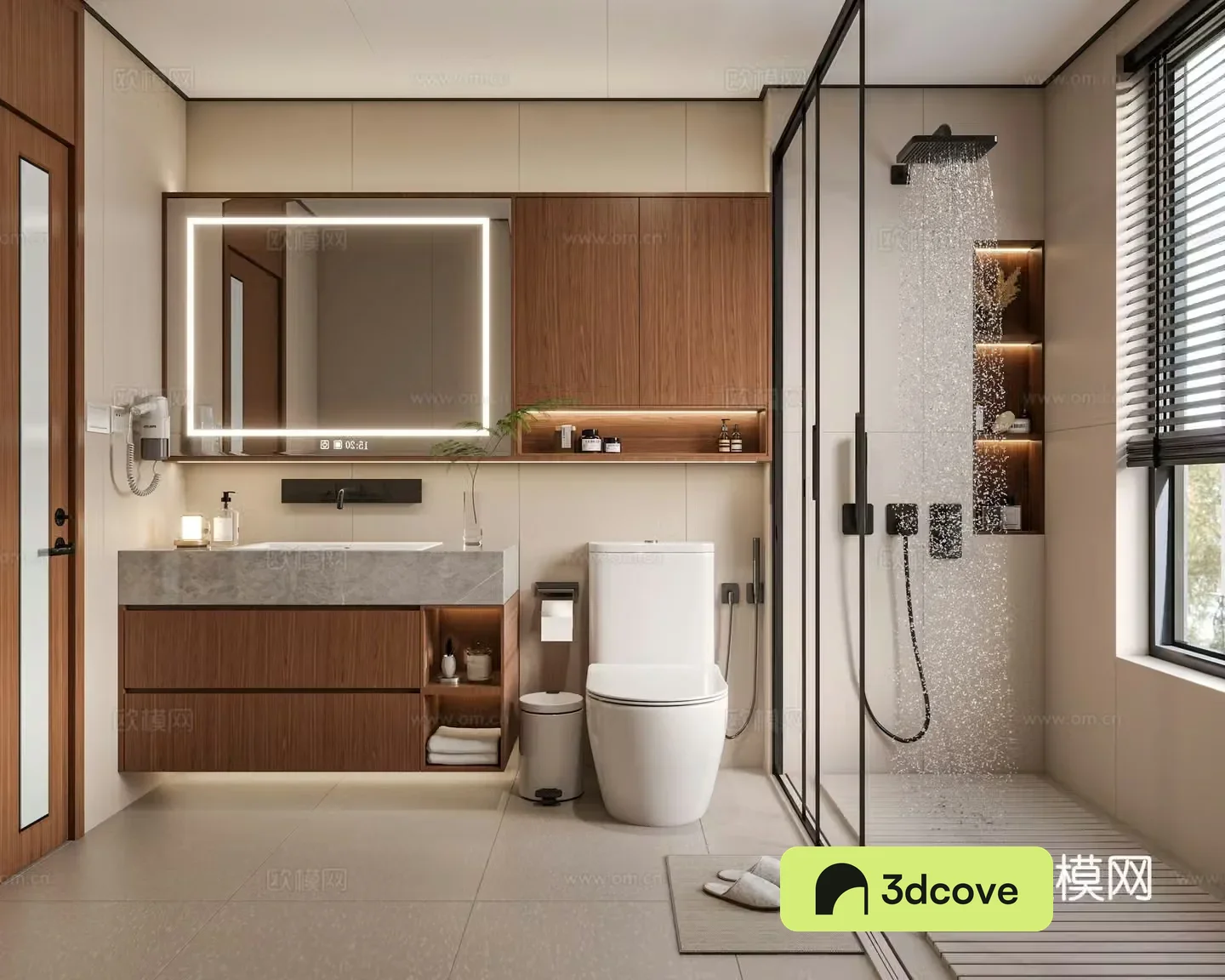 Middle-aged bathroom dry and wet separate bathroom medieval style bathroom modern bathroom bathroom cabinet 3D model