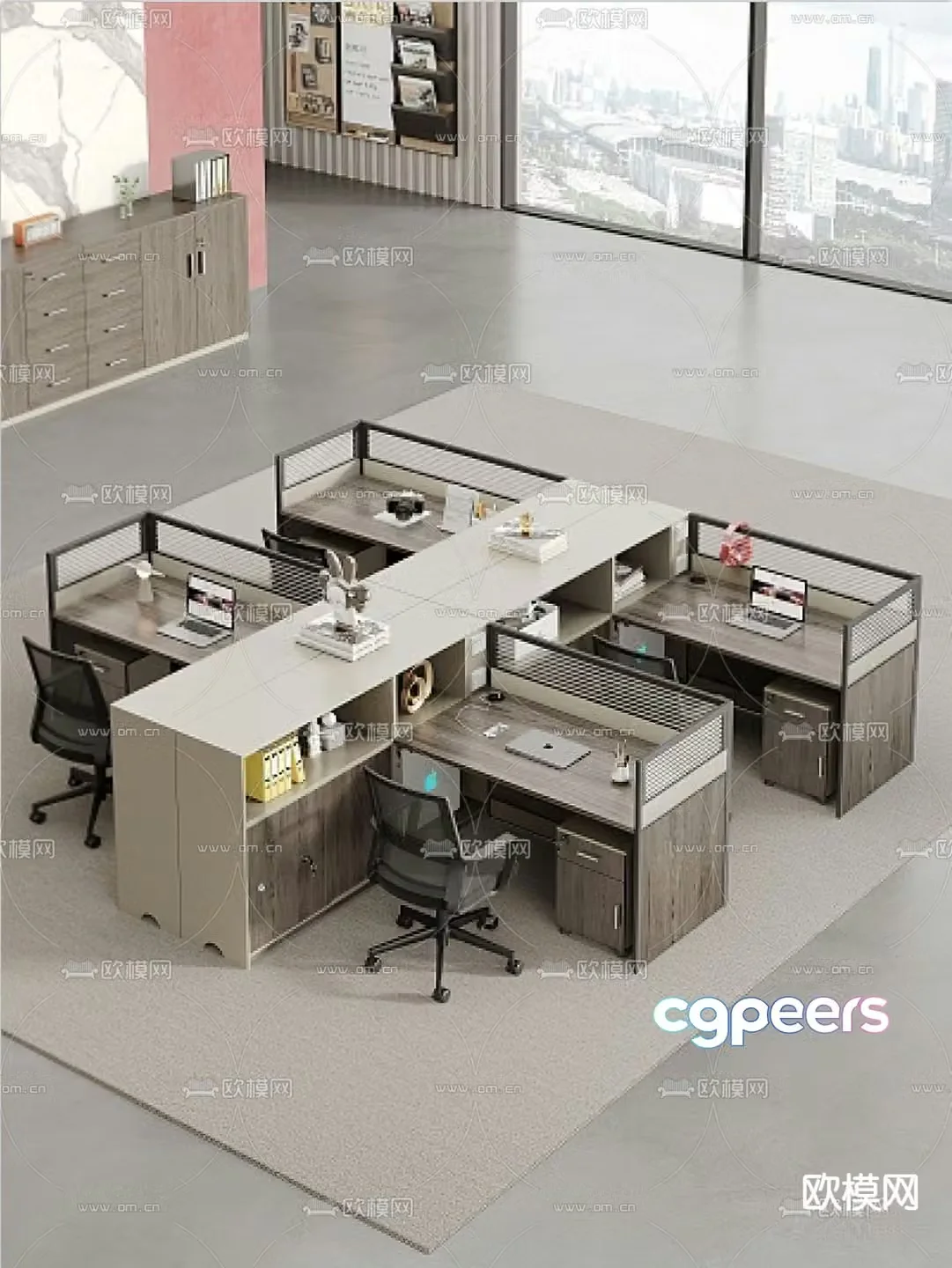 Office desk chair staff table post card slot 3D model