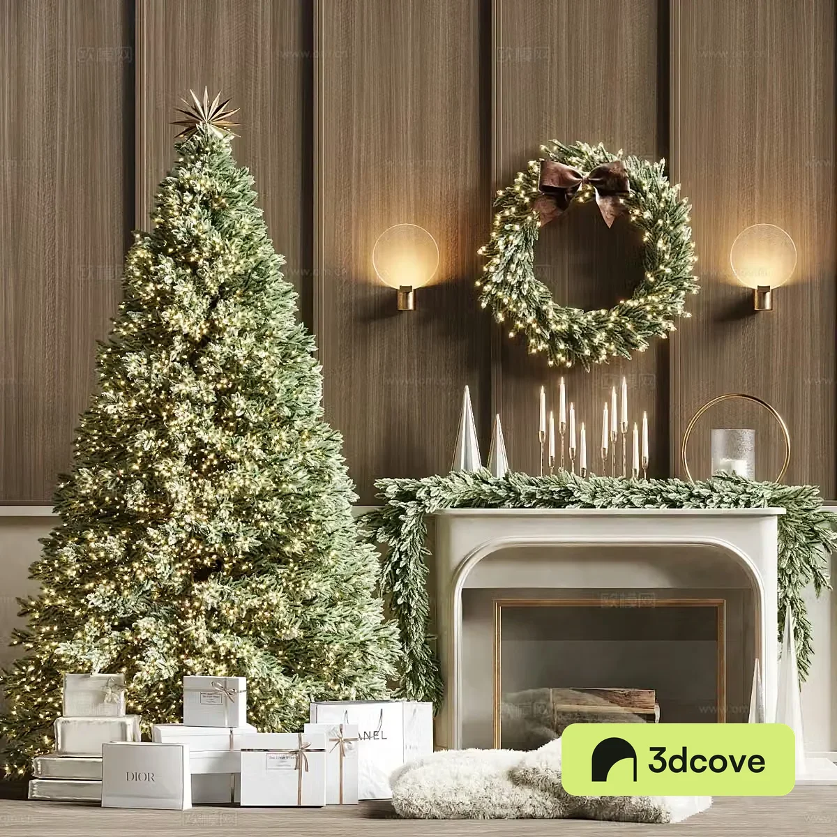 Beauty Christmas tree holiday supplies holiday ornaments gift box American fireplace festival