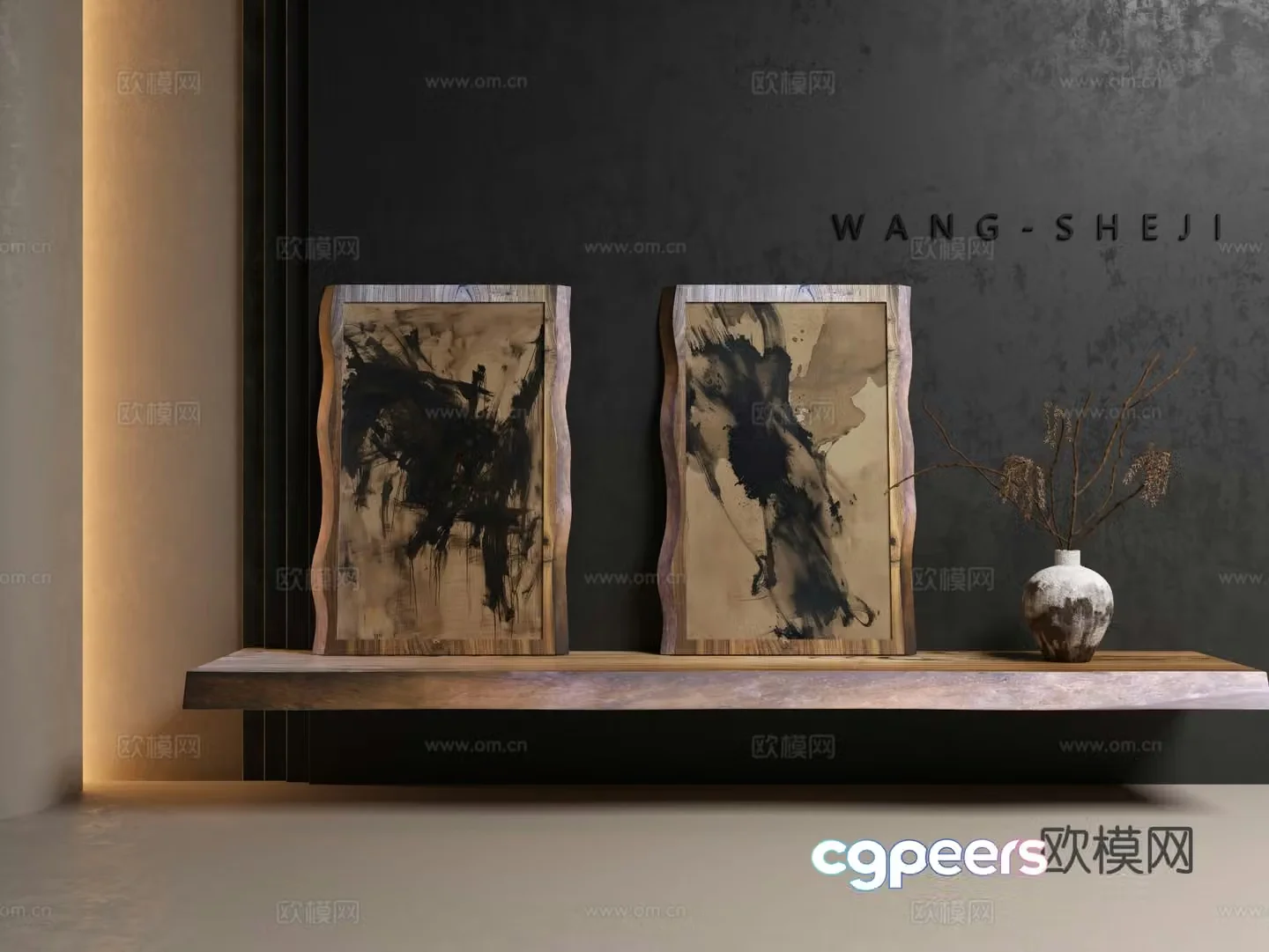 Wabi-sabi painting decorative painting art painting hanging painting 3D model