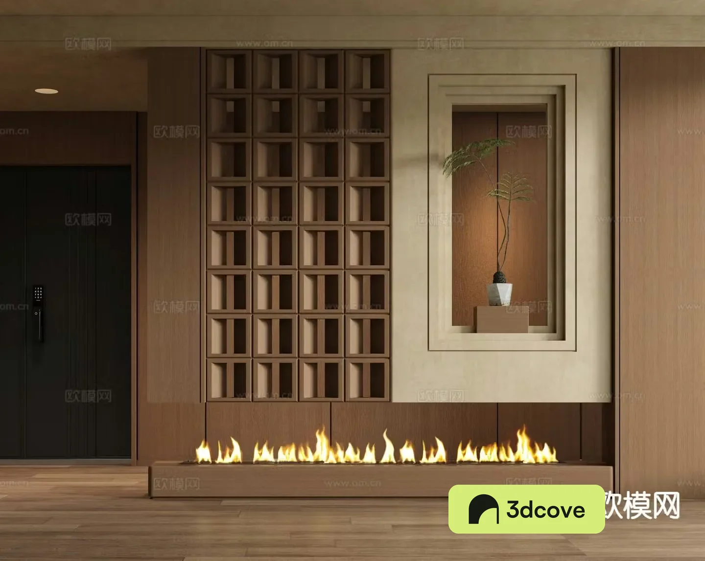 Middle-aged style partition 3D model of entrance partition