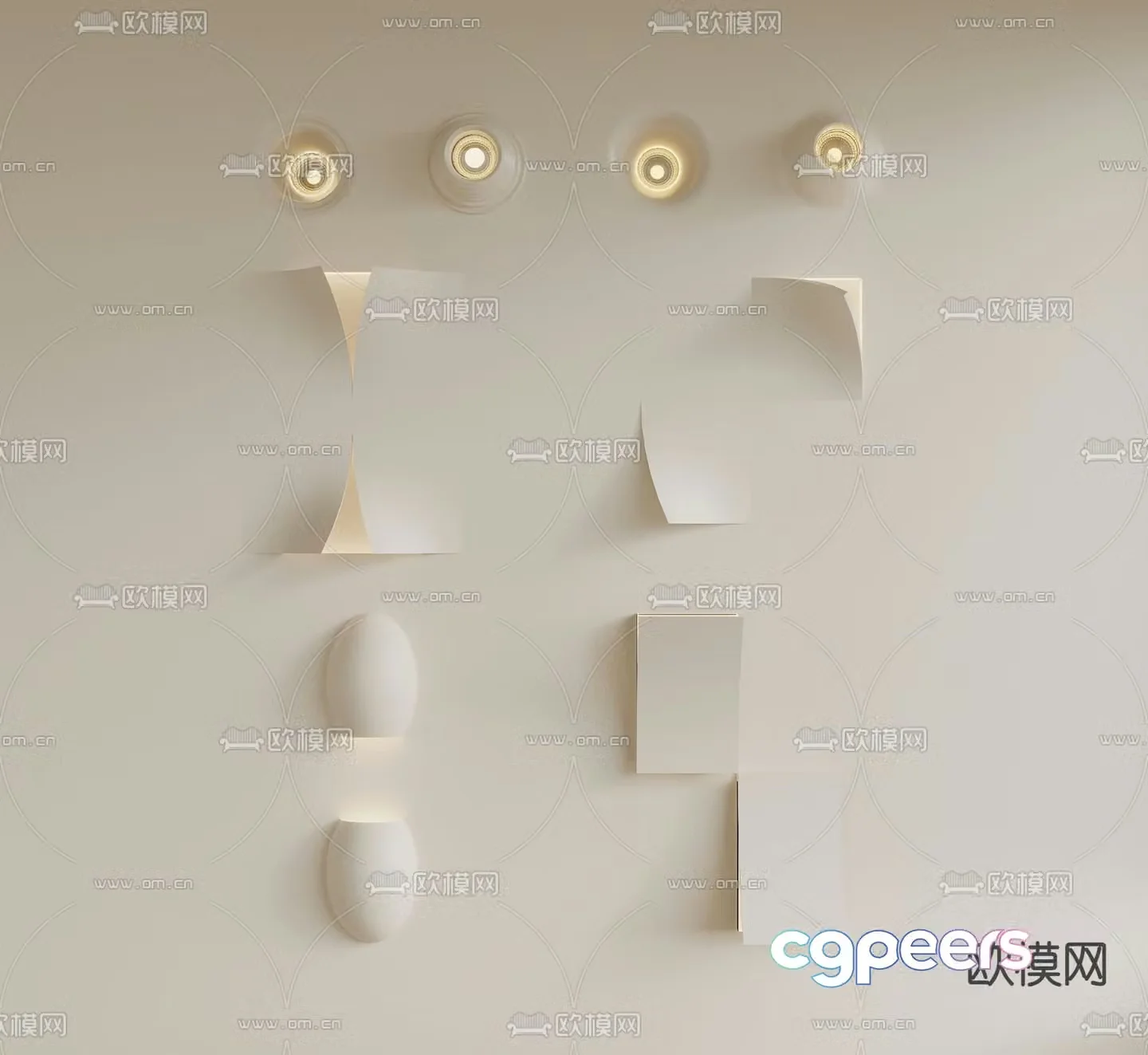 Cream style plaster wall lamp 3d model