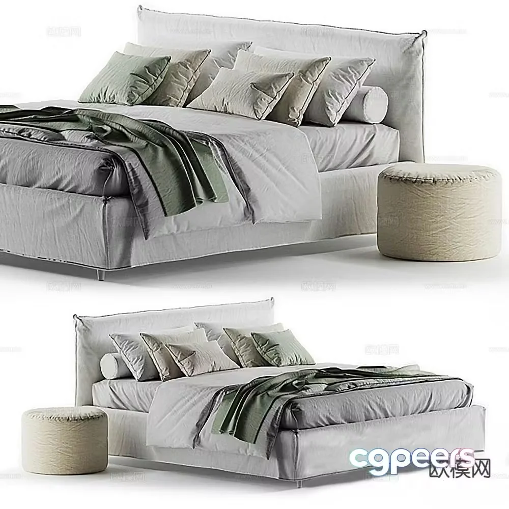 Modern double bed 3d model