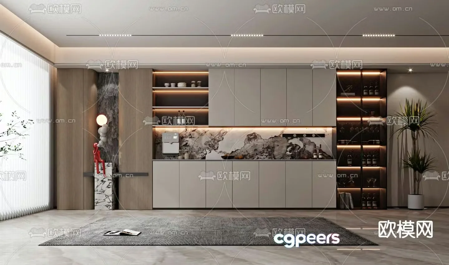Modern wine cabinet 3d model