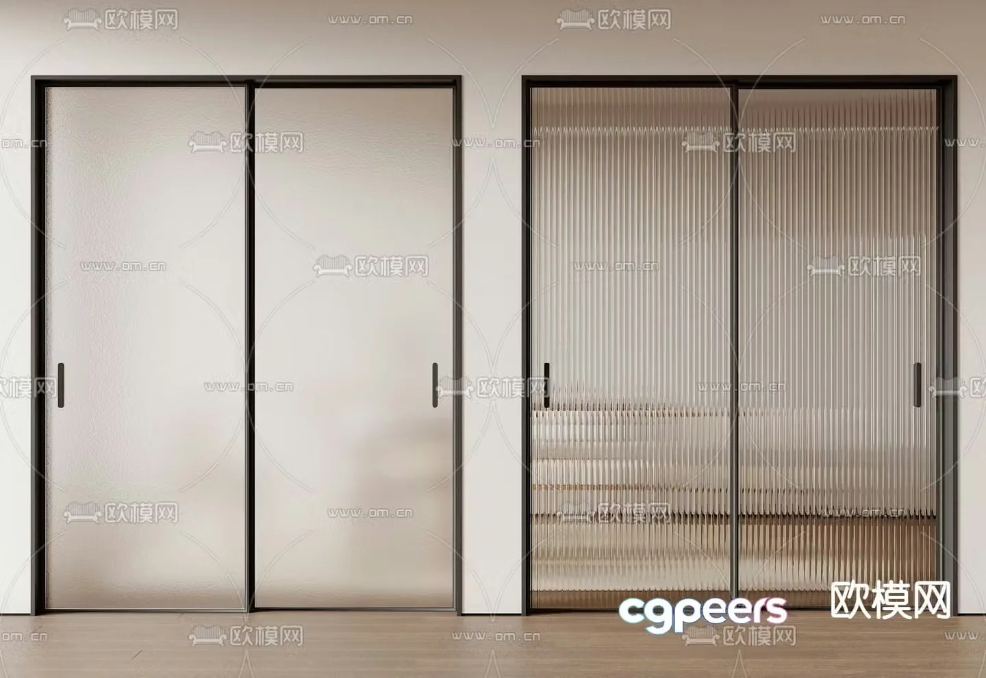 glass door sliding door kitchen door sliding door 3d model