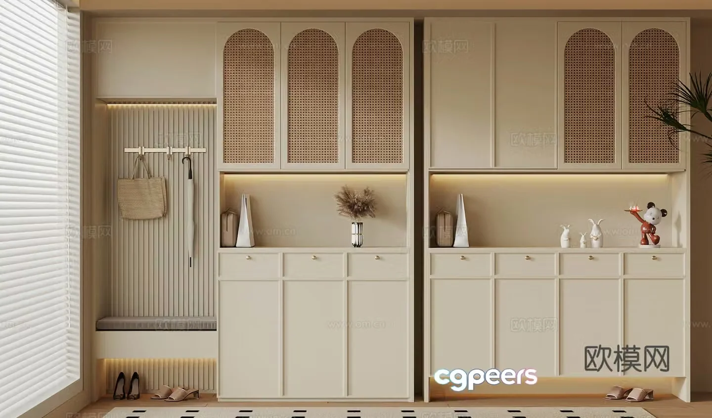 07 shoe cabinet modern cream style shoe cabinet 3d model