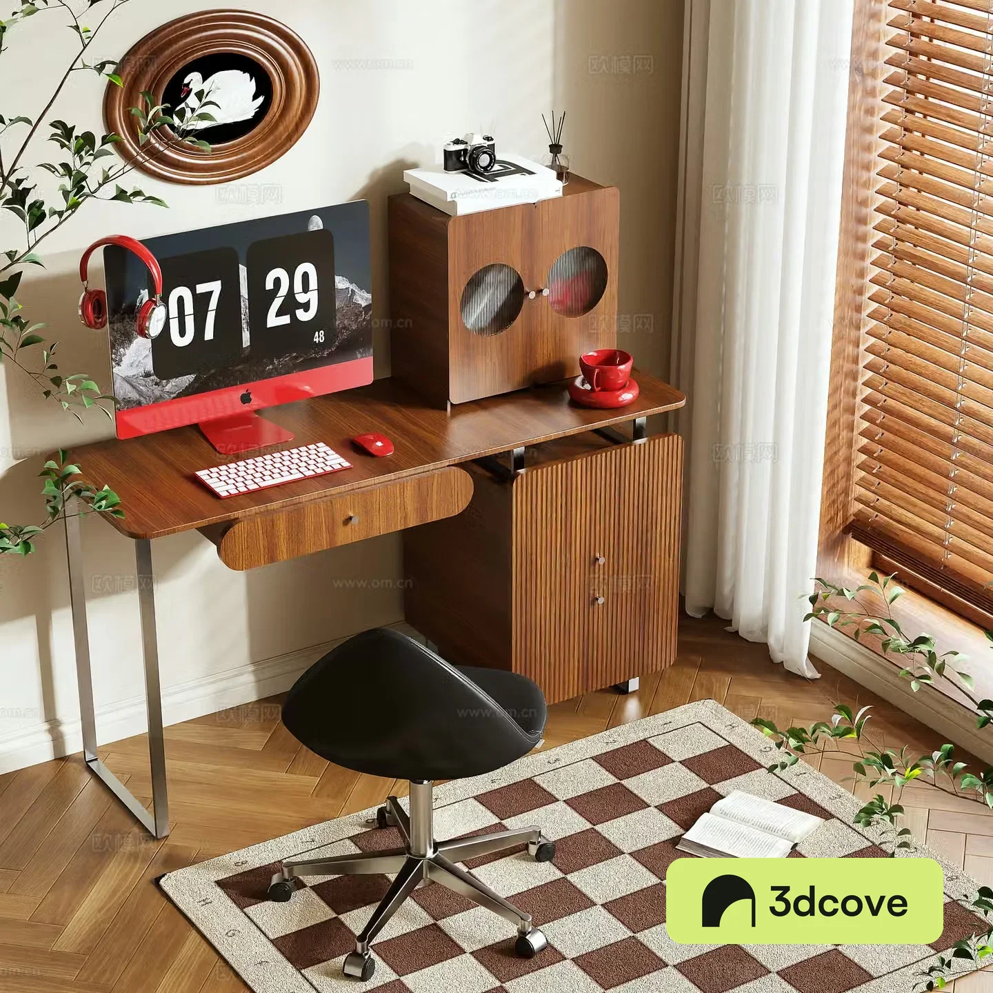 Middle-aged style desk 3d model