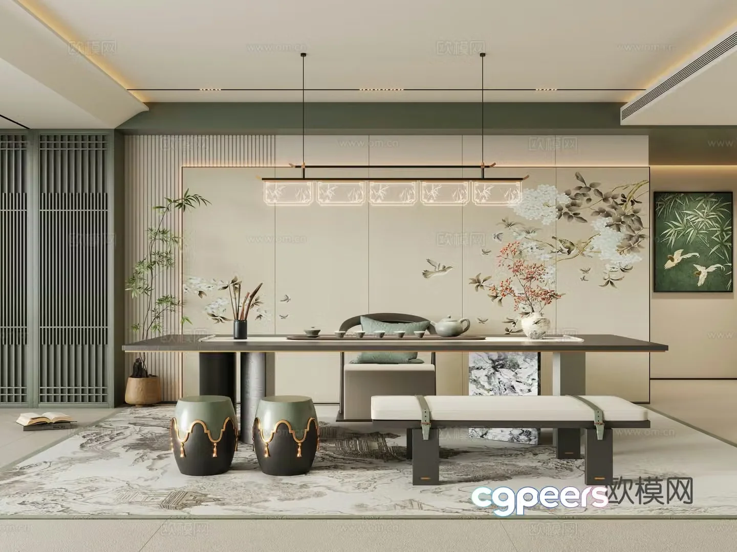 New Chinese tea room 3d model