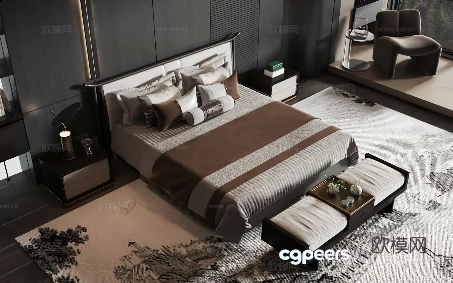 New Chinese style product bed 3D model