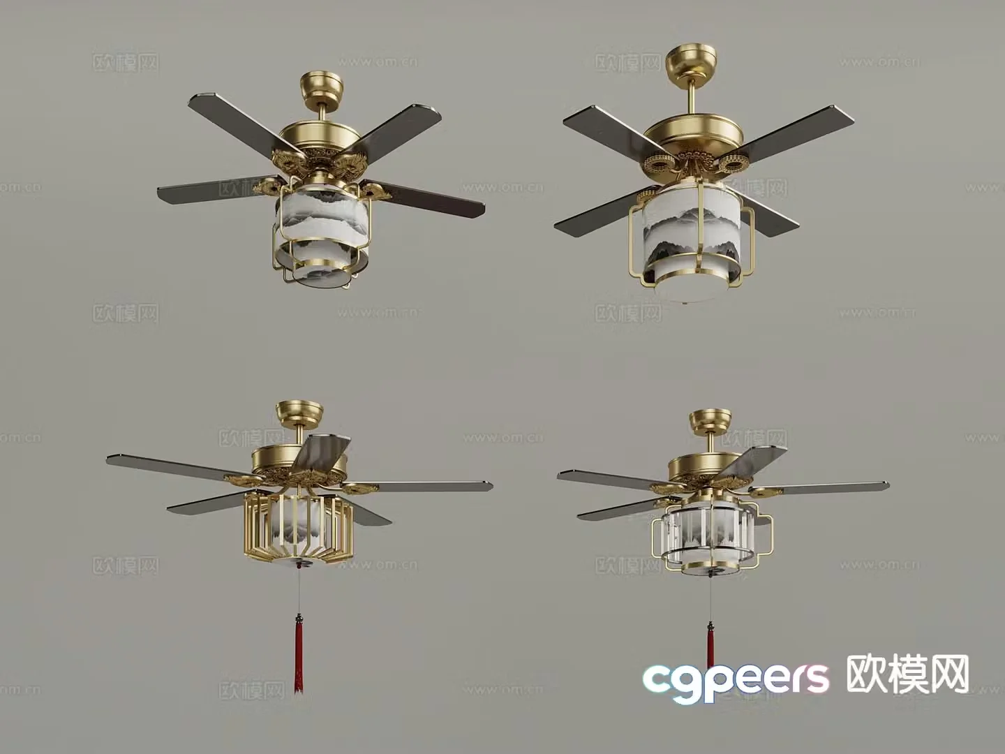 New Chinese style fan lamp ceiling fan lamp 3d model