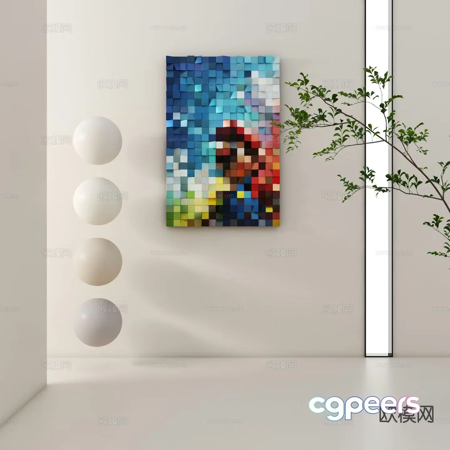 Mosaic hanging painting three-dimensional painting decorative painting 3D model