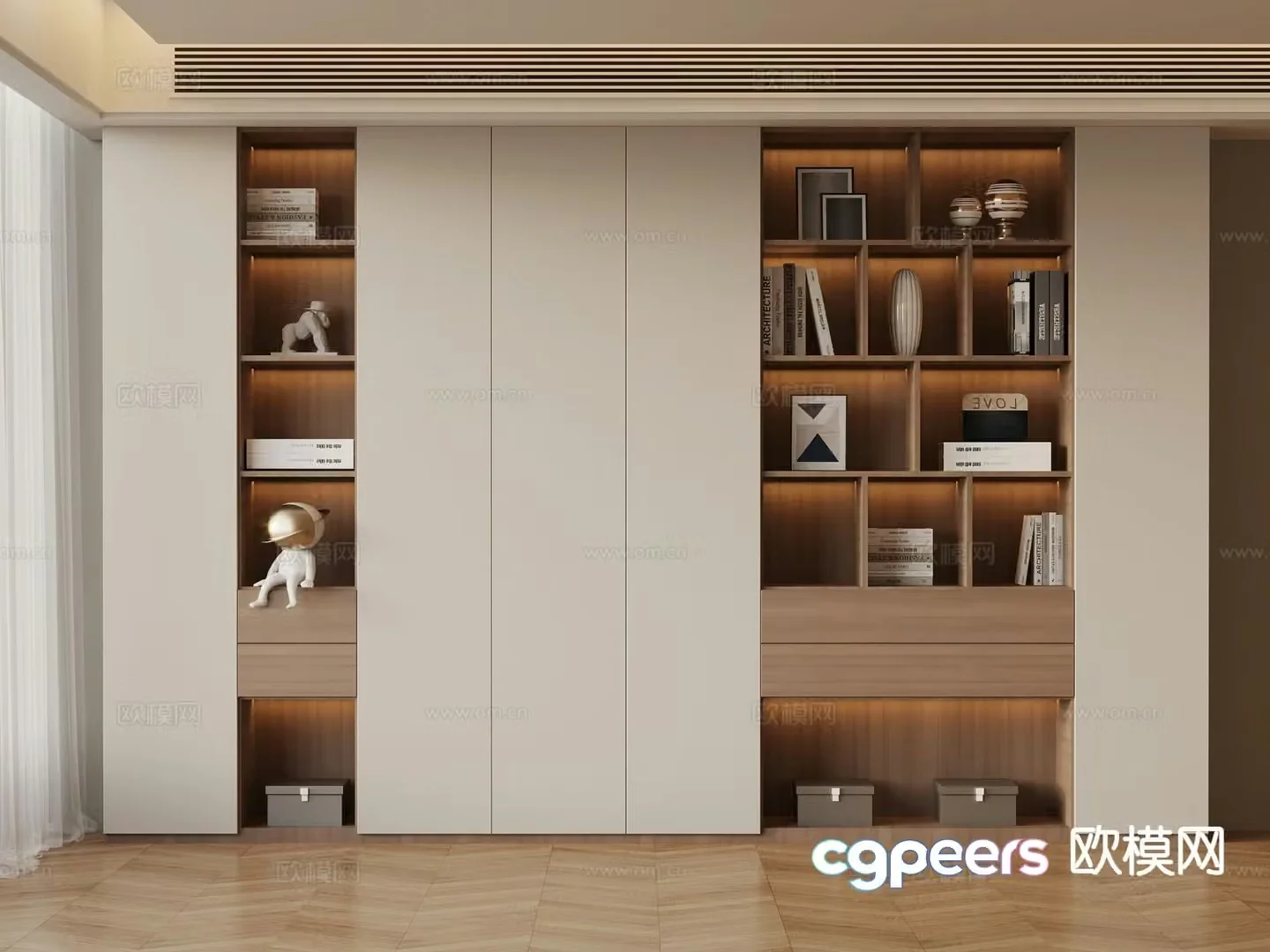 Modern bookcase 3d model