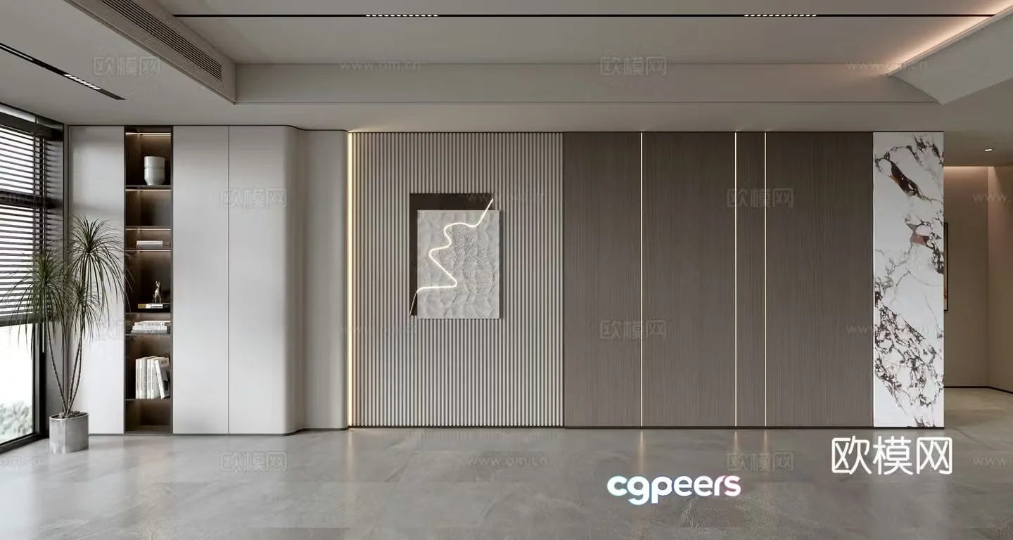 Modern sofa background wall 3d model