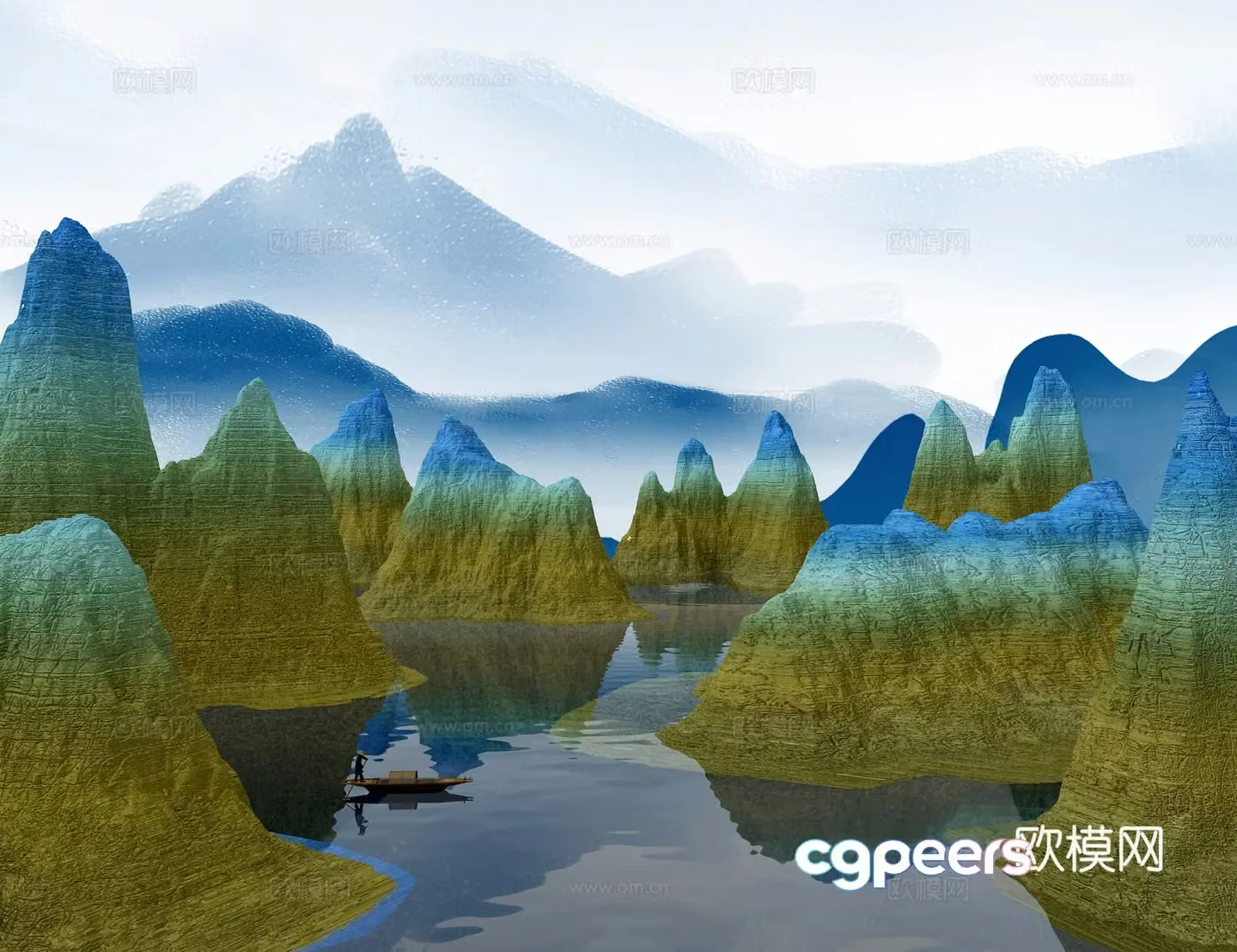Guofeng landscape 3D model