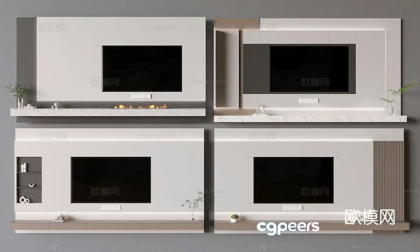 Modern background wall TV background 3d model