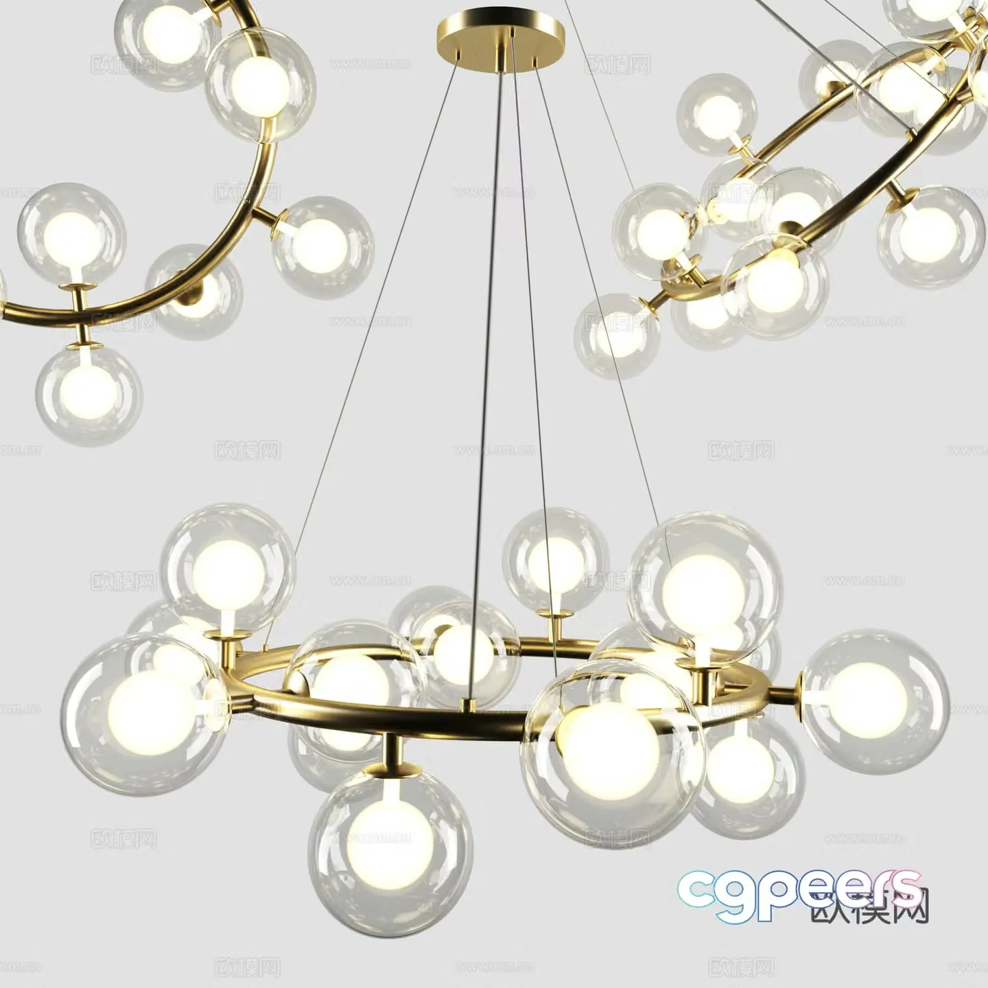 Modern light luxury decorative chandeliers 3d model