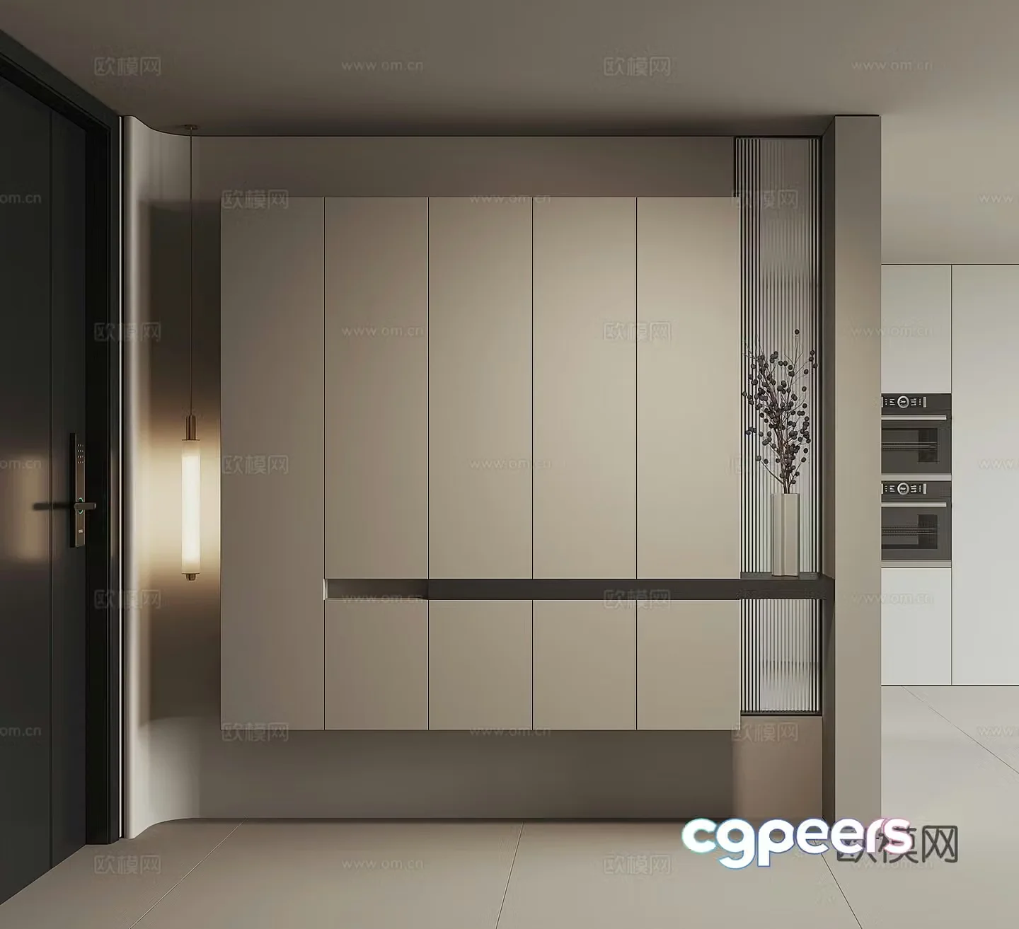 Modern home entrance shoe cabinet 3D model