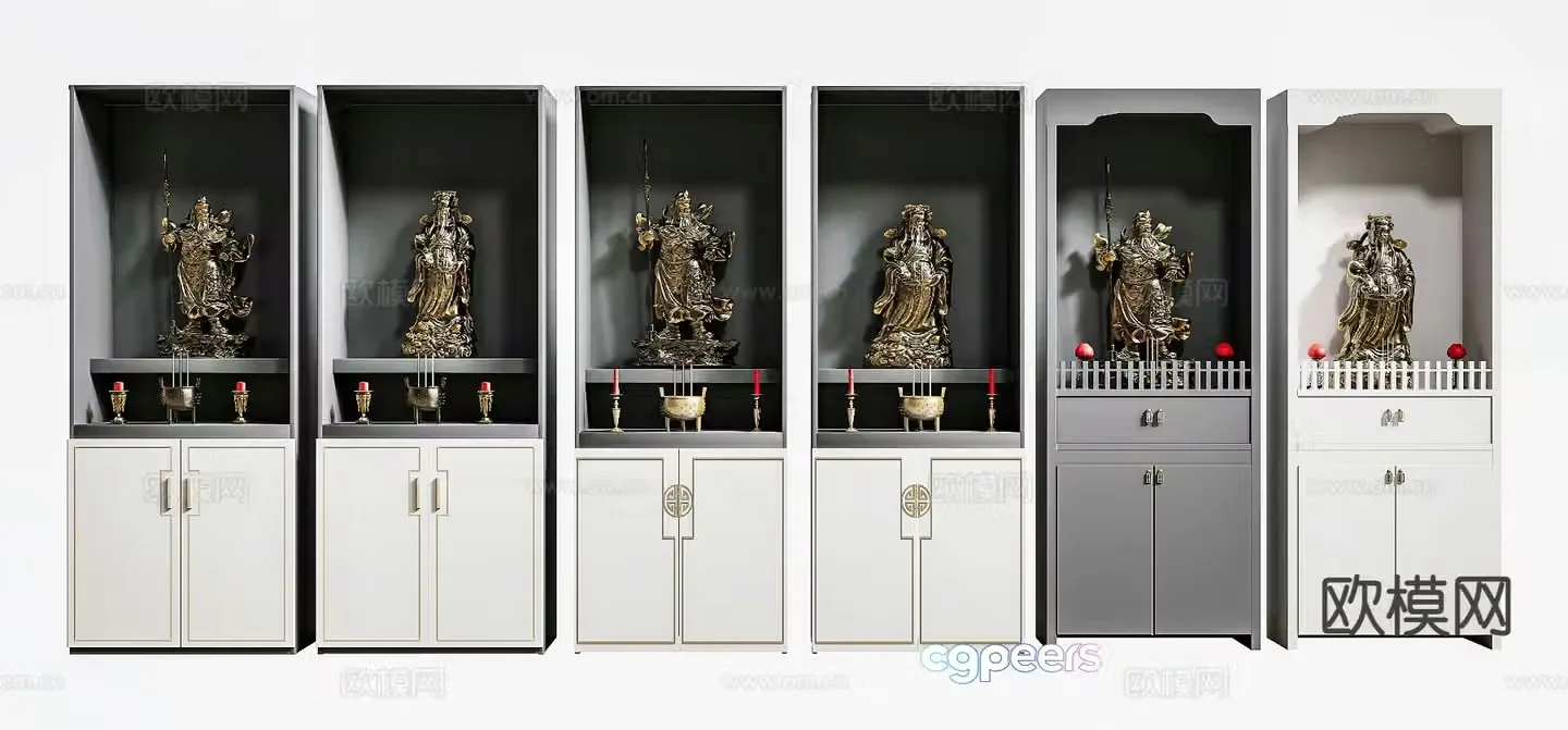 New Chinese style Buddhist niche offering table incense burner 3D model