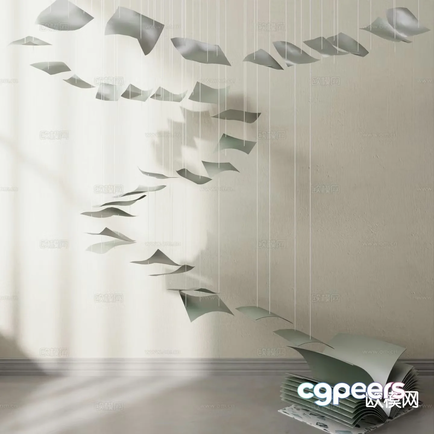 Modern sculpture ornaments book page sculpture art installation 3d model