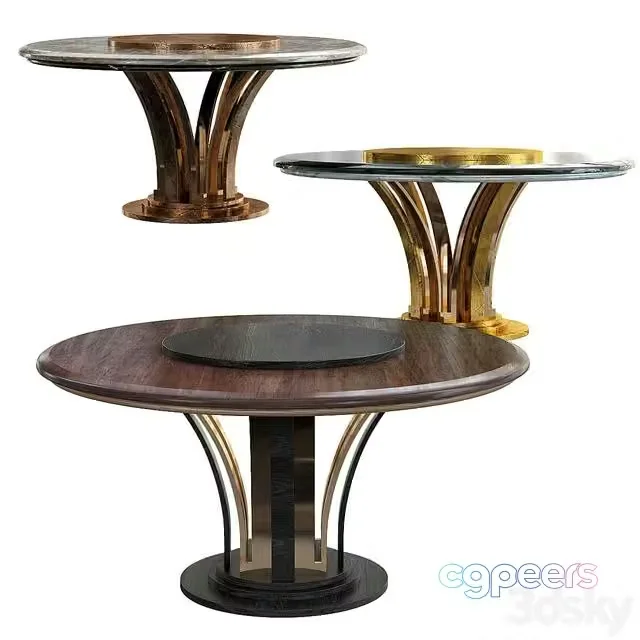 3ds Max Free – AR Arredamenti WALNUT WOOD ROUND DINING TABLE