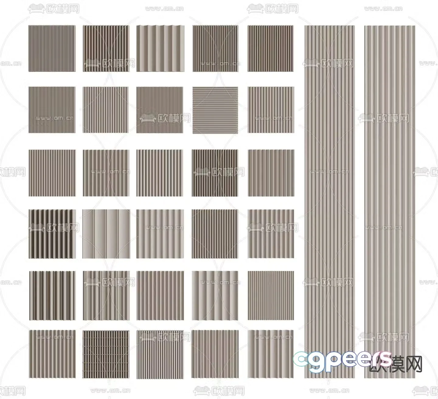 Wall panel Grid panel Wood veneer Wavy board 3d model